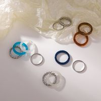Fashion Four-piece Chain Alloy Acrylic Ring main image 3