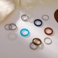 Fashion Four-piece Chain Alloy Acrylic Ring main image 5