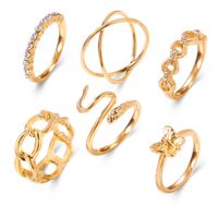Fashion Diamond Butterfly Snake Ring Set Of 6 main image 4