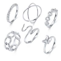 Fashion Diamond Butterfly Snake Ring Set Of 6 main image 6