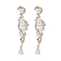 Boucles D&#39;oreilles Coréennes En Perles De Fleurs Cloutées De Diamants En Gros sku image 1