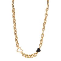 Fashion Heart-shape Single Layer Short Thick Chain Alloy Necklace Wholesale sku image 1
