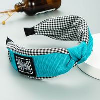 Korean Plaid Wide Bowknot Contrast Color Headband sku image 3