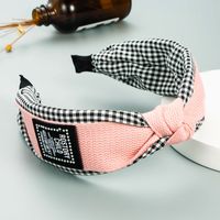 Korean Plaid Wide Bowknot Contrast Color Headband sku image 2