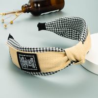 Korean Plaid Wide Bowknot Contrast Color Headband sku image 4