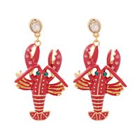 Boucles D&#39;oreilles En Alliage De Homard De Diamant De Goutte D&#39;huile En Alliage Créatif De Mode En Gros sku image 1