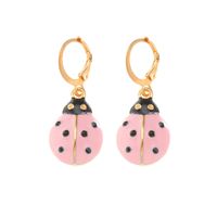 Cute Fashion Dripping Oil Retro Seven-star Ladybug Earrings sku image 1