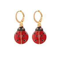 Cute Fashion Dripping Oil Retro Seven-star Ladybug Earrings sku image 2