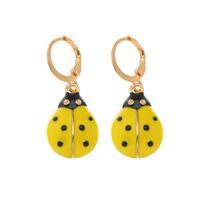 Cute Fashion Dripping Oil Retro Seven-star Ladybug Earrings sku image 3