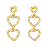Fashion Heart-shape Oval Copper Inlaid Zircon Earrings Wholesale sku image 1