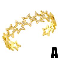 Fashion Star Copper Micro-inlaid Zircon Open Bracelet Wholesale sku image 2