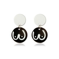 Simple Black And White Round Alloy Earrings Wholesale sku image 2