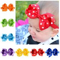 New Korean Style Children's Printed Dots Bow Headband Set sku image 21