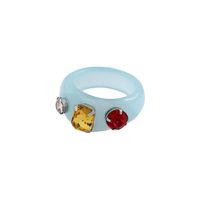 Retro Colorful Diamond Resin Ring Wholesale sku image 1