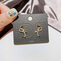 Korean S925 Silver Needle Simple Fashion Zircon Micro-inlaid Bow Earrings sku image 1