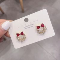 Korean Rhinestone Crystal Bow Alloy Earrings Wholesale sku image 1