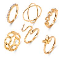 Fashion Diamond Butterfly Snake Ring Set Of 6 sku image 1