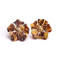 New Acetate Alloy Exaggerated Flower Earrings sku image 2