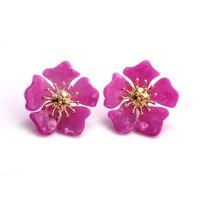 New Acetate Alloy Exaggerated Flower Earrings sku image 1