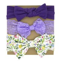 Korean Simple Style New Baby Bowknot Hairband Three-piece Set sku image 5