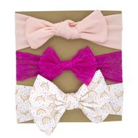 Korean Simple Style New Baby Bowknot Hairband Three-piece Set sku image 8