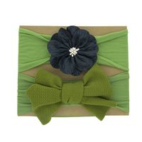 Croix-frontière Enfants Ornements De Gros Bébé Nylon Solide Couleur Fleur Bandeau Bébé Arc Bande De Cheveux Deux-pièce Ensemble sku image 1