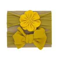 Cross-border Children's Ornaments Wholesale Baby Nylon Solid Color Flower Headband Baby Bow Hair Band Two-piece Set sku image 3