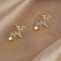 New Trendy S925 Silver Needle Love Heartbeat Earrings sku image 1