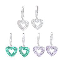 Korean Hollow Green Zircon Peach Heart-shaped Earrings Wholesale main image 1