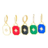 Korean Micro-inlaid Zircon Six-pointed Star Earrings Wholesale main image 1