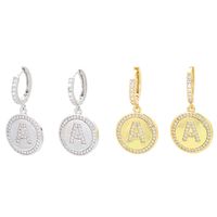 Hip-hop Round Brand Micro-inlaid Zircon Letter Earrings Wholesale main image 1