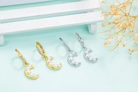 Korean Moon Pearl Crescent Micro-inlaid Zircon Earrings Wholesale main image 3
