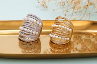 Fashion Micro Inlaid With Diamond Pearl Double-layer Ring Wholesale main image 4