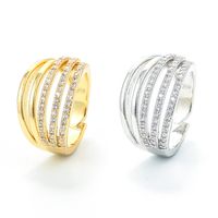 Fashion Multi-layer Copper Inlaid Zircon Hollow Ring main image 2