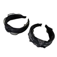 Korean Rhinestone Letters Knotted Lace Ruffled Hair Band main image 6