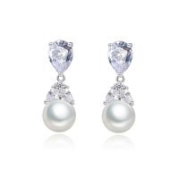 Fashion Drop-shaped Pearl Copper Inlaid Zircon Earrings Wholesale main image 1