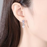 Fashion Drop-shaped Pearl Copper Inlaid Zircon Earrings Wholesale main image 3