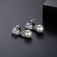 Fashion Drop-shaped Pearl Copper Inlaid Zircon Earrings Wholesale main image 4