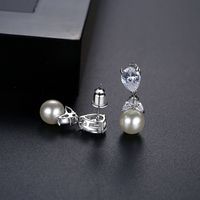 Fashion Drop-shaped Pearl Copper Inlaid Zircon Earrings Wholesale main image 5