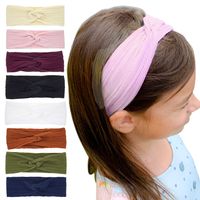 Korean Fashion Style Cute Children's Cross Solid Color Nylon Jacquard Rabbit Ears Headband main image 6