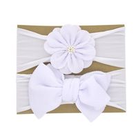 Cross-border Children's Ornaments Wholesale Baby Nylon Solid Color Flower Headband Baby Bow Hair Band Two-piece Set main image 3