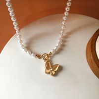 Fashion Butterfly Pearl Ot Buckle Alloy Necklace Wholesale main image 5