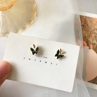 Fashion Small Green Diamond Butterfly Alloy Earrings Wholesale main image 2