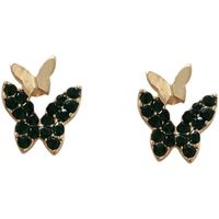 Boucles D&#39;oreilles En Alliage De Papillon De Diamant Vert main image 3