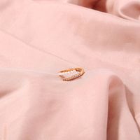 Fashion Micro-inlaid Golden Pearl Zircon Opening Adjustable Ring main image 5