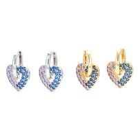 Fashion Contrast Color Zircon Heart-shaped Earrings sku image 1