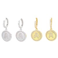 Hip-hop Round Brand Micro-inlaid Zircon Letter Earrings Wholesale sku image 1