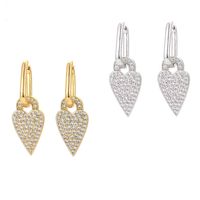 Fashion Lock Shape Heart Full Diamond Zircon Earrings sku image 1
