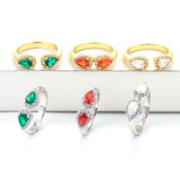 Fashion Micro-studded Drop-shaped Colorful Zircon Open Ring sku image 4