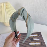 Korean Metal Chain Knotted Wide-brimmed Fabric Headband sku image 1